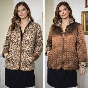 Reversible Quilted Leopard Print & Bronze Jacket Stunning